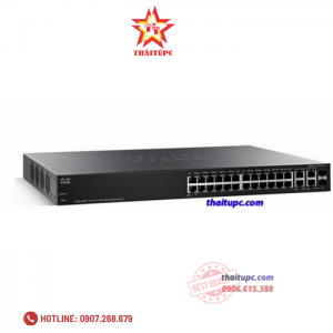 Cisco 24 Gigabit PoE+ ports with 195W power budget + 2 Gigabit copper/SFP combo ports Smart Switch - SG250-26P-K9