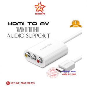 Cáp chuyển HDMI to AV chính hãng Ugreen 30452 hỗ trợ NTSC / PAL