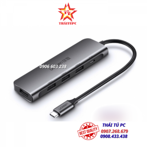 Bộ chia USB Type-C ra 4 cổng USB 3.0 hỗ trợ USB-C cấp nguồn Ugreen 50980