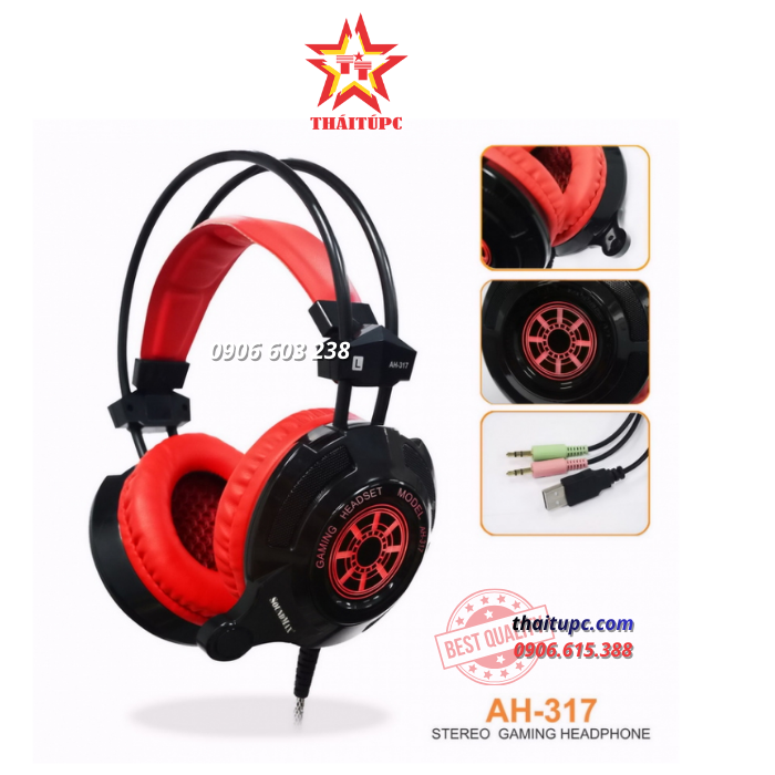 TAI NGHE GAMING CHỤP TAI SOUNDMAX AH-317 (ĐỎ, TRẮNG) TAI NGHE GAMING CHỤP TAI SOUNDMAX AH-317 (ĐỎ, TRẮNG)