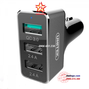 SẠC XE HƠI 42W 2 CỔNG USB 2.4A + USB QC 3.0 UNITEK (Y-P 530C)