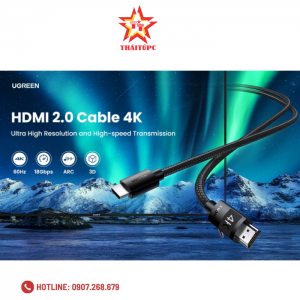 Cáp HDMI 4K Dài 25M Ugreen 40107 hỗ trợ ARC chính hãng cao cấp (Có chip khuếch đại)