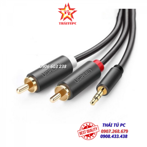 CÁP ÂM THANH 3.5MM SANG 2RCA TRUYỀN ÂM THANH DÀI 15M UGREEN 60834 CAO CẤP