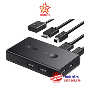 BỘ CHUYỂN TÍN HIỆU 2 CPU DÙNG 1 MÀN HÌNH KVM SWITCH HDMI 2.0, USB 4K@60HZ UGREEN 15166 CAO CẤP