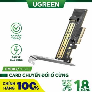 CARD PCIE Ổ CỨNG M.2 SATA NVME UGREEN70503  HỖ TRỢ M-KEY, 2230/2242/2260/2280, TỐC ĐỘ 32GBPS.