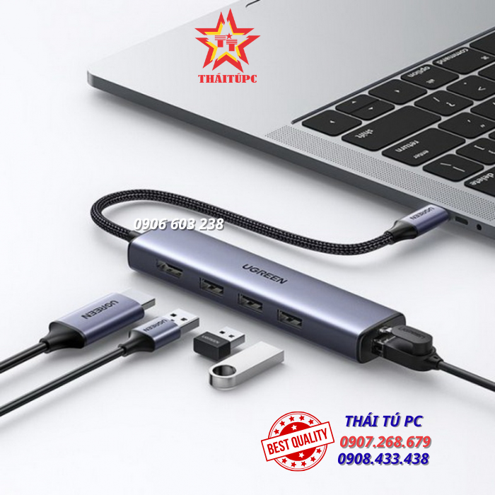 Bộ chuyển USB Type C to HDMI + USB 3.0 + Lan Gigabit Ugreen 20934 CM475 Bộ chuyển USB Type C to HDMI + USB 3.0 + Lan Gigabit Ugreen 20934 CM475