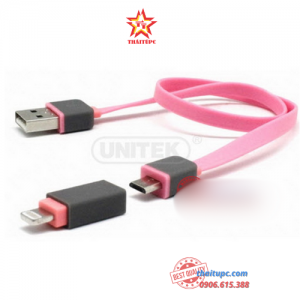 UNITEK Y-C440A Cáp USB 2.0 sang microUSB kèm chuyển đổi microUSB sang Lightning