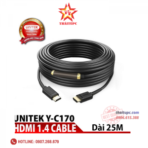 Cáp HDMI  Unitek chính hãng cao cấp (25m) (Y-C 170M)