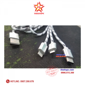 Cáp Sạc Đa Năng 3 Đầu Dây Dù Cao Cấp Oscar OS-0531